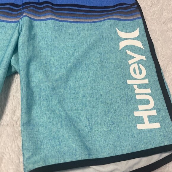 Hurley board shorts shades of blue stipes boys size 30 Multicolor - Picture 3 of 10